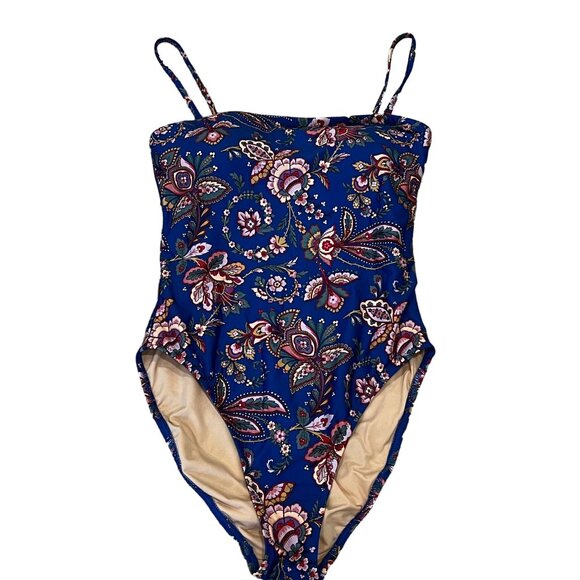 J.Crew Women's Dark Blue Floral Print One-Piece Swimsuit Size 6 - Picture 3 of 10